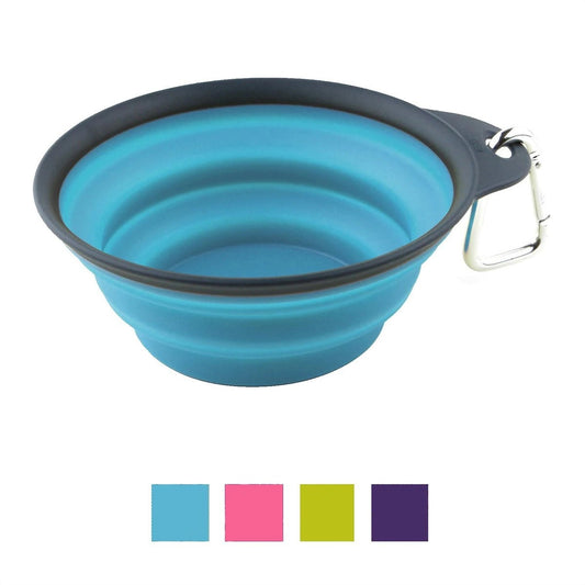 Pet Travel Non-Skid Silicone Bowl with Carabiner