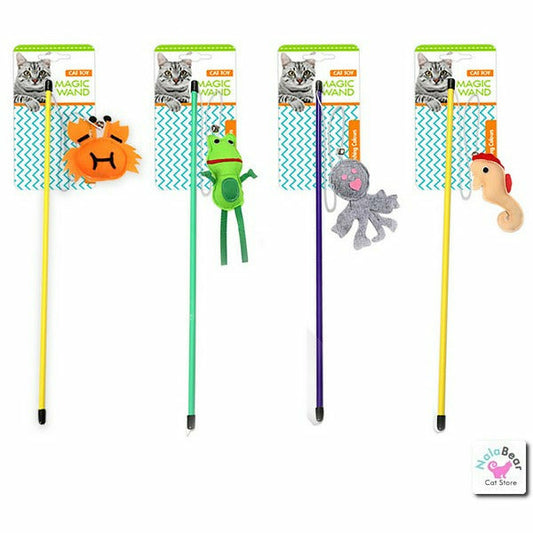 Frog Crab Seahorse Bell Kitten Cat Teaser Wand