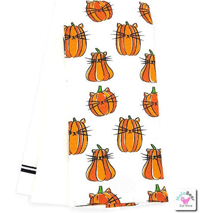 Salem's General Store Cat O'Lantern Pumpkin Kitchen Towel Set Soft Cotton Dishtowels 3 pcs